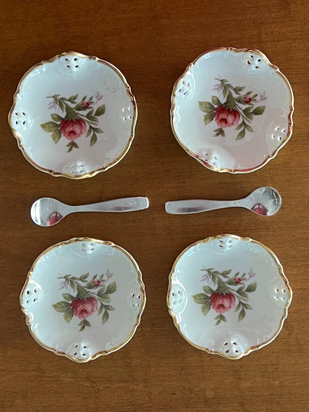 Rosenthal Salt Cellar/Trinket/Nut Dish Lot with Salt Spoons